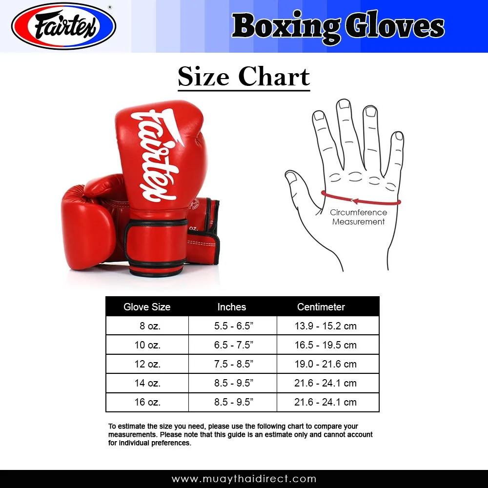 fairtex boxing gloves chart